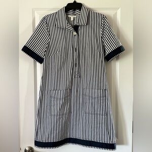 1901 Navy and White Striped Dress. Size 12